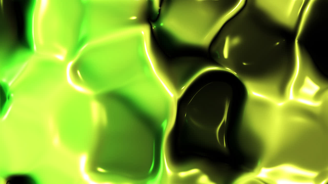 Sfondo astratto con movimento di liquido lucido verde e giallo