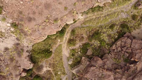 lecho de río seco, tenerife, aérea de arriba hacia abajo