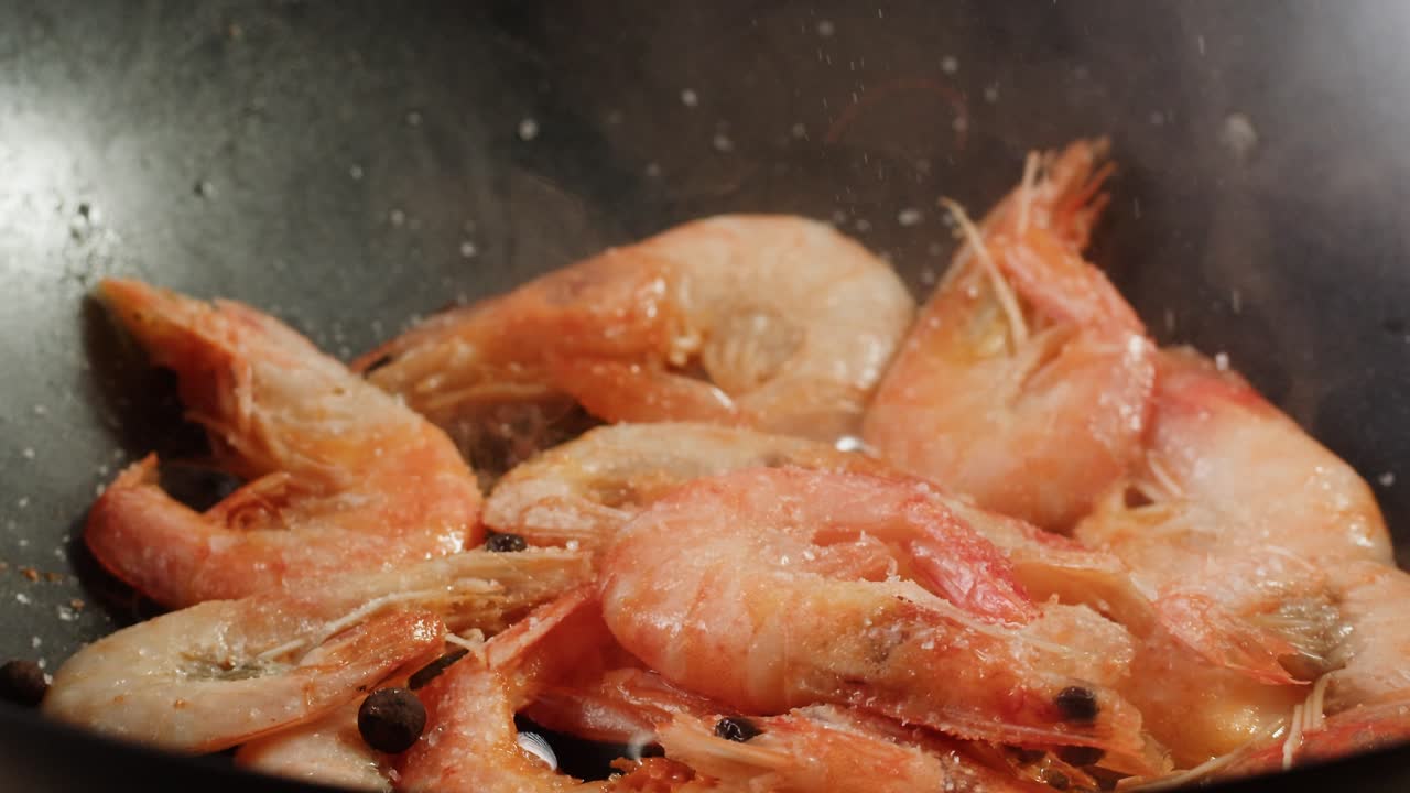 Cooking Shrimp in a Wok