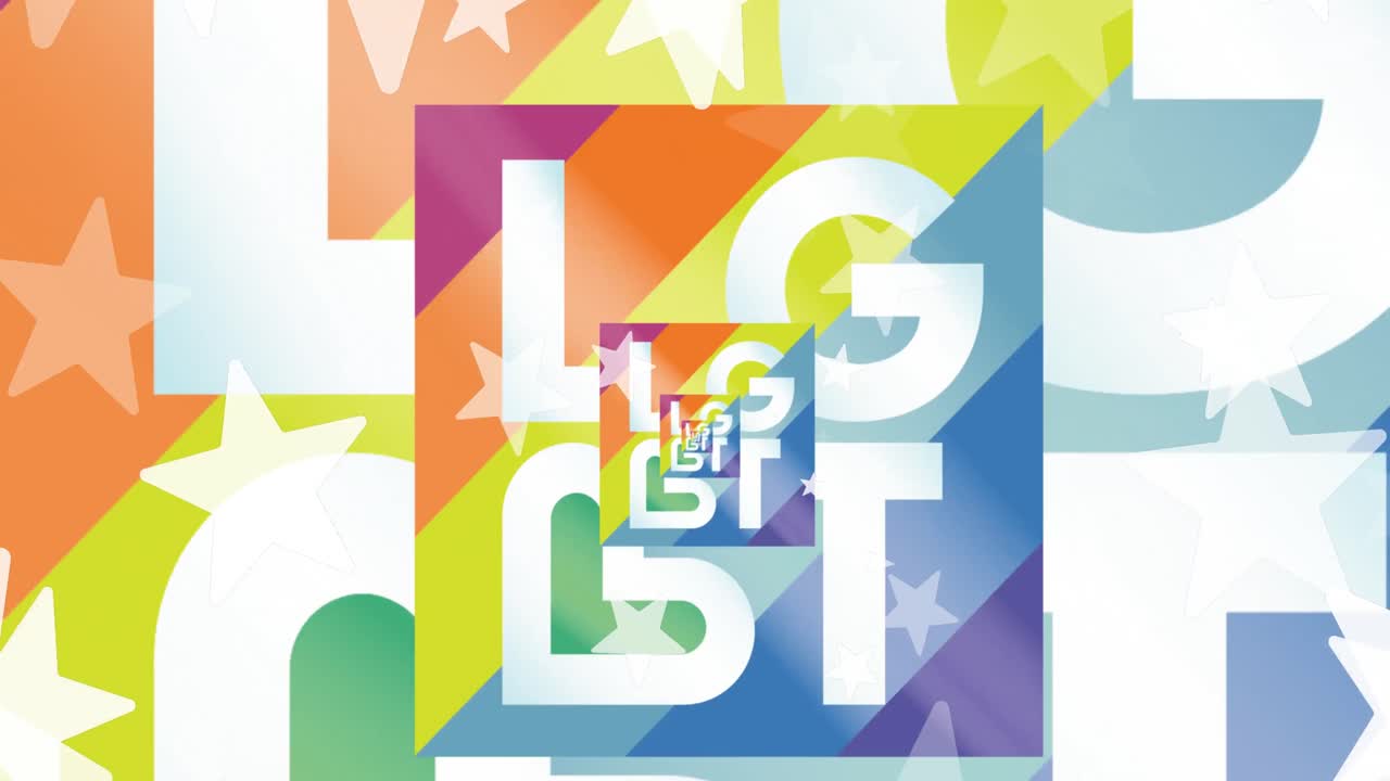 ⁇ 색 배경에 별과 lgbt 텍스트의 애니메이션