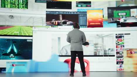 vertical video delighted man accessing streaming videos, entering world of online media