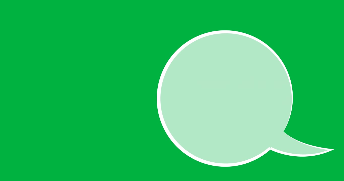 Digital animation of grey blank speech bubble with copy space against black background