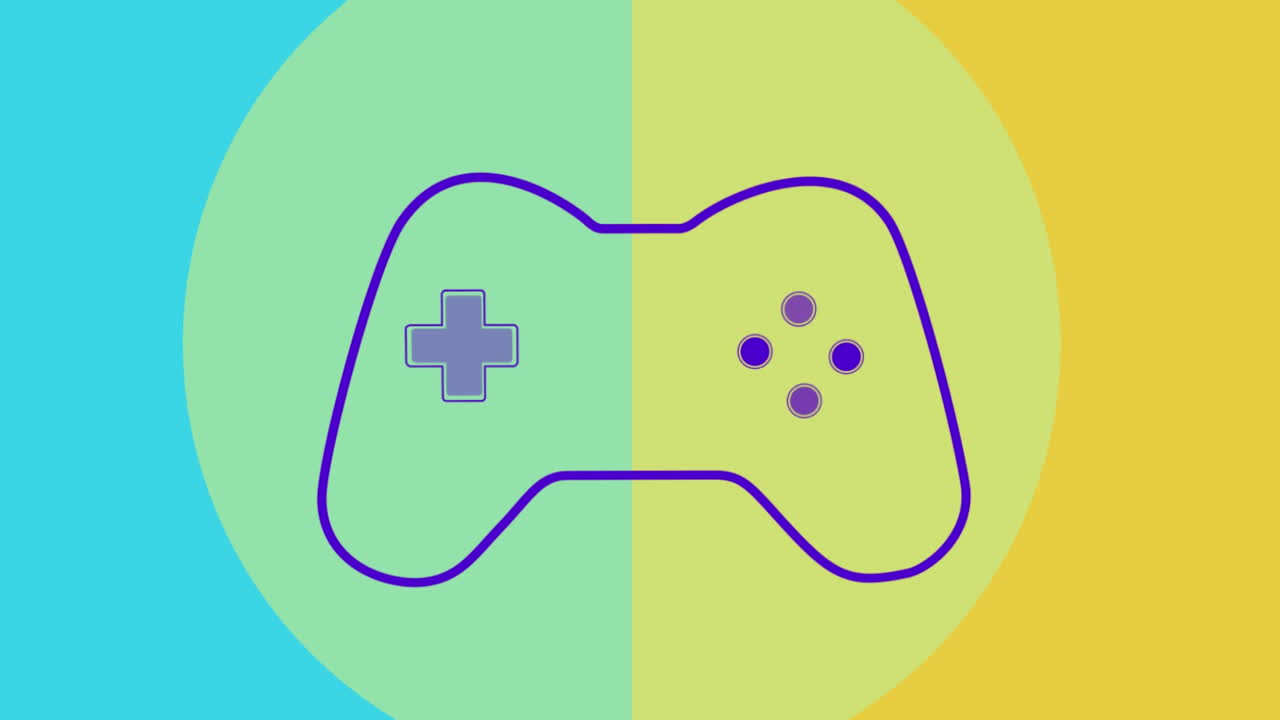 기하학적 모양으로 비디오 게임 화면의 애니메이션