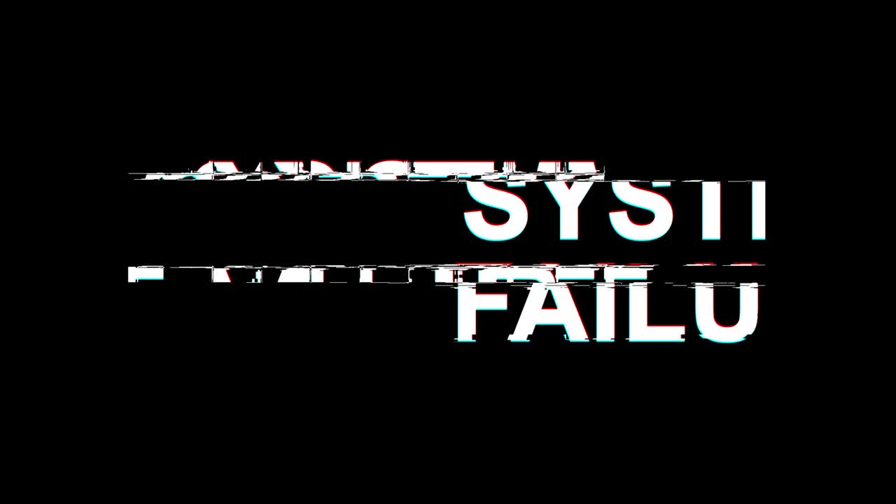 System Failure Glitch Effect Text Digital TV Distortion 4K Loop Animation