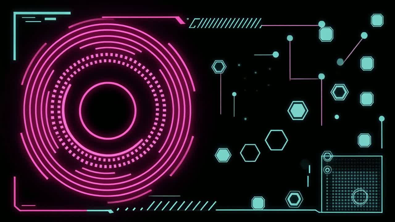 Futuristic Digital Interface with Glowing Neon Elements
