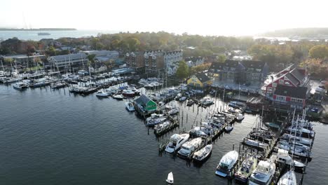 boat marina with upscale yachts and watercraft in annapolis maryland