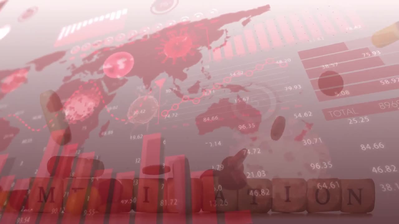 약물 텍스트 블록에 떨어지는 알약에 대한 코로나바이러스 디지털 인터페이스