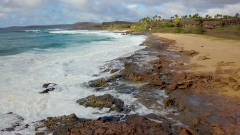 aerial over kephui beach in slow motion molokai hawaii