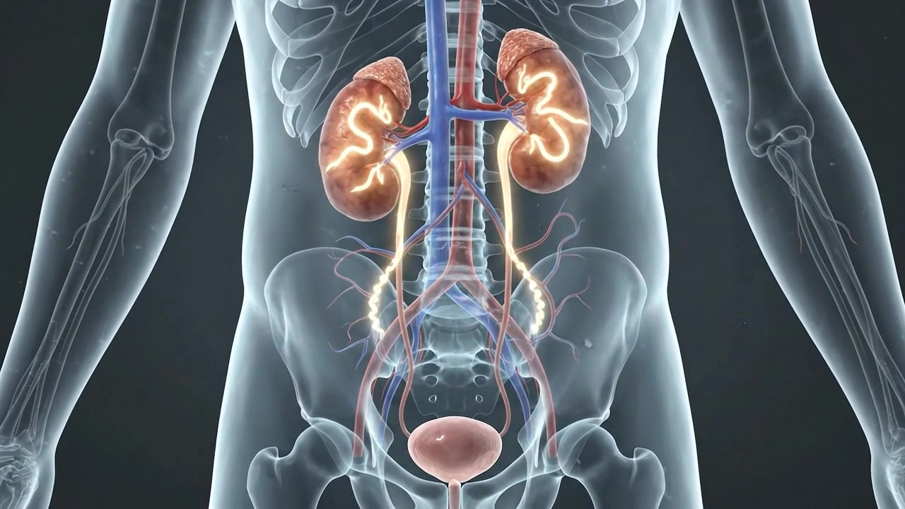 Futuristic Kidney and Renal System Skeleton Scan
