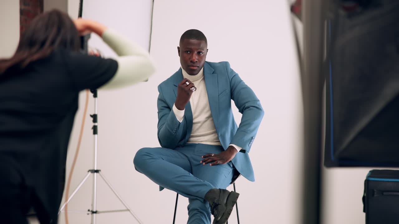 Studio Portrait of a Man in a Blue Suit