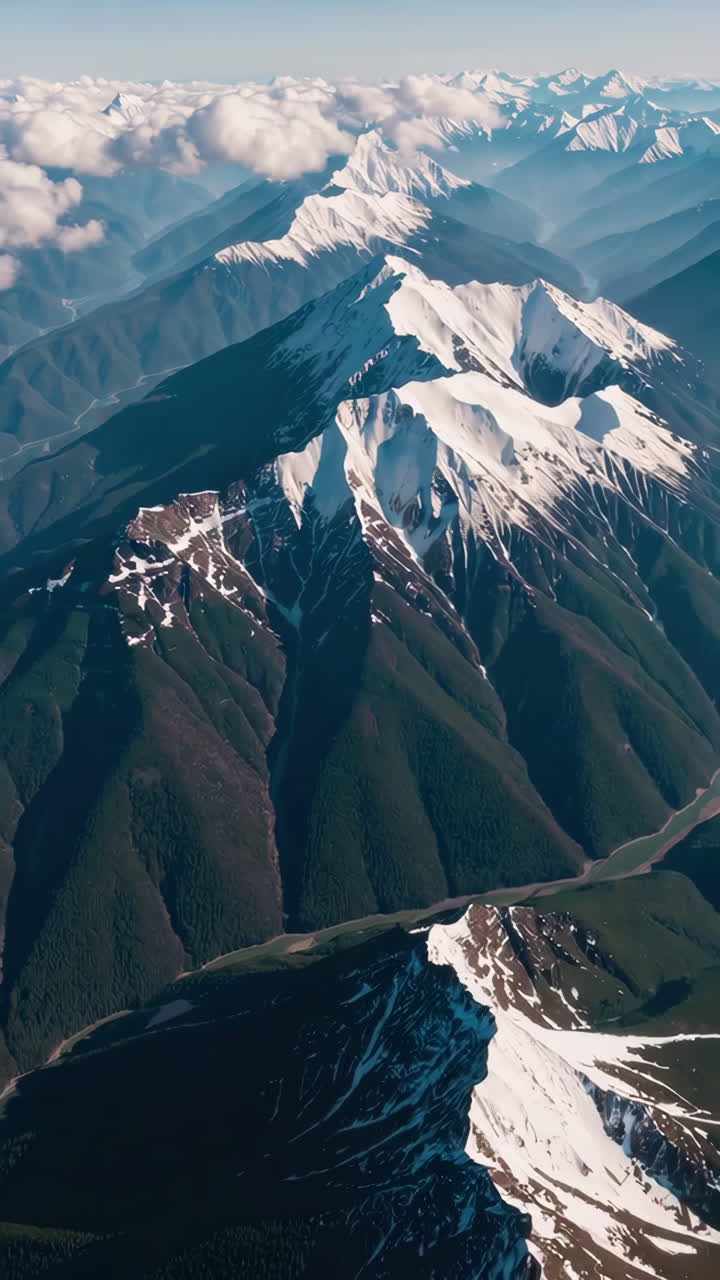 Aerial View of Snow-Capped Mountain Ranges
