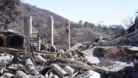 burned down home with standing washer and dryer in malibu california