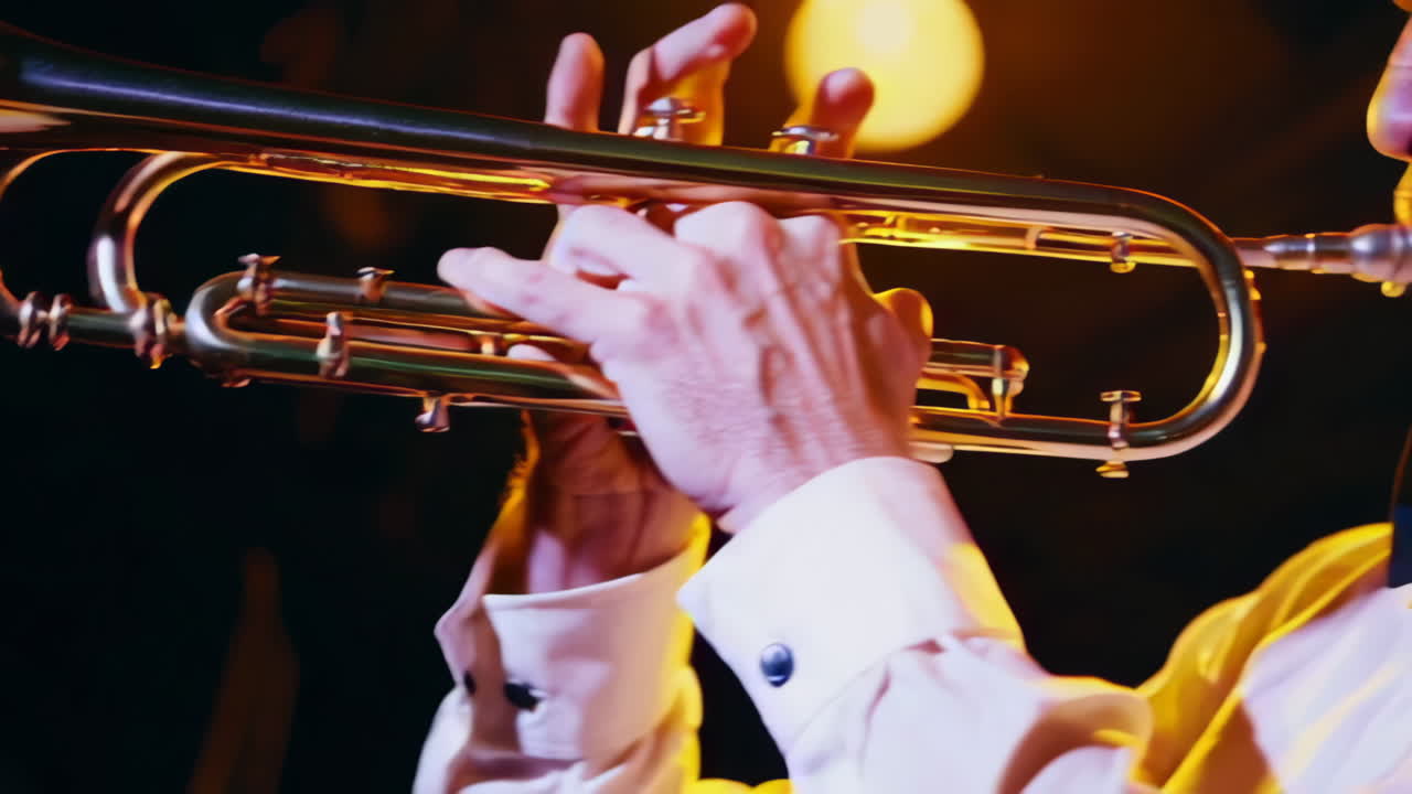 Jazz Musician Playing Trumpet on Stage
