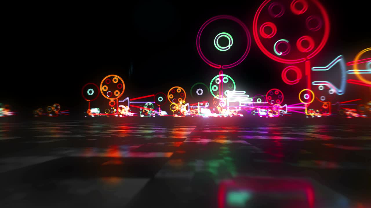 영화관 프로젝터와 카메라 기호 추상적인 루프 가능한 하이퍼스페이스 애니메이션