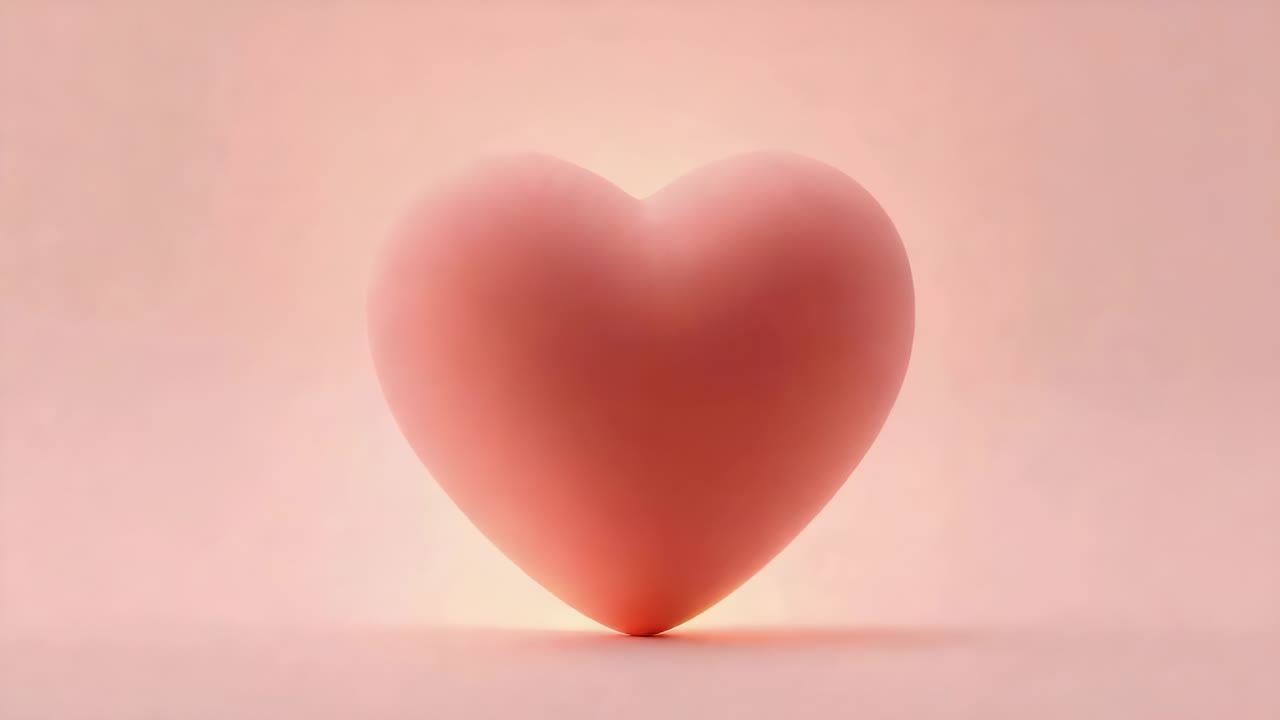 Cambi di illuminazione, scultura a forma di cuore che ruota e si inclina in studio, con luce perimetrale e ombra