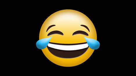 Digital-animation-of-red-particles-flying-over-laughing-face-emoji-against-black-background