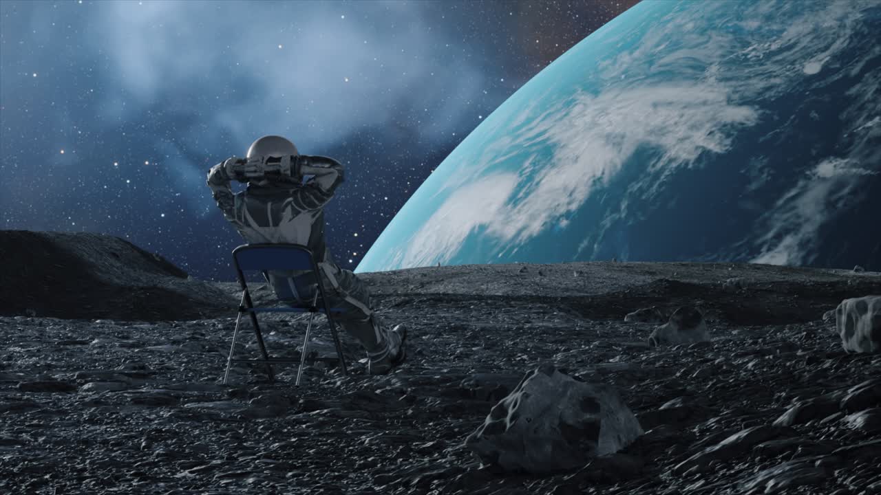 astronauta descansando en la luna