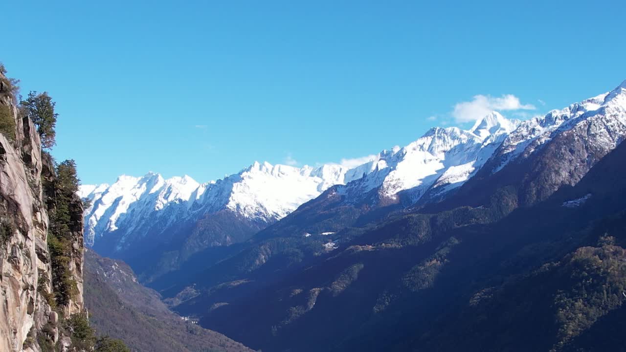 Breathtaking aerial view of the majestic Alps in Italy at midday