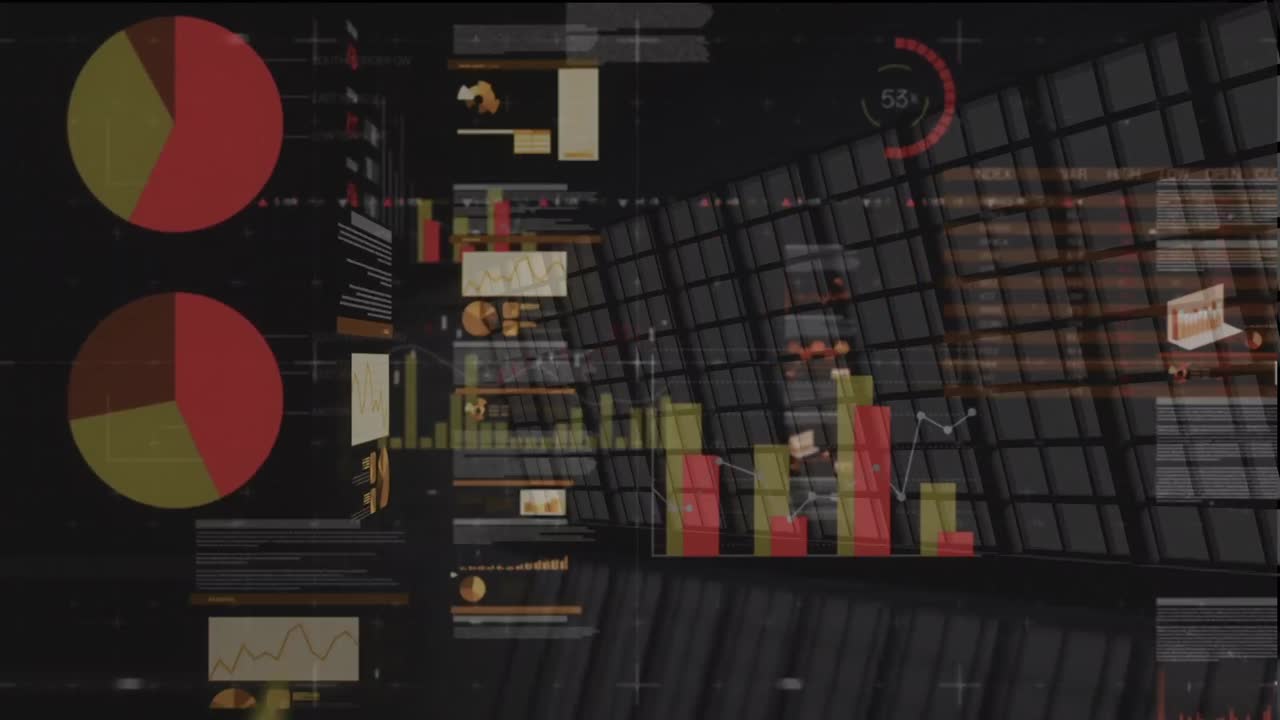 Animation of financial data processing over windows