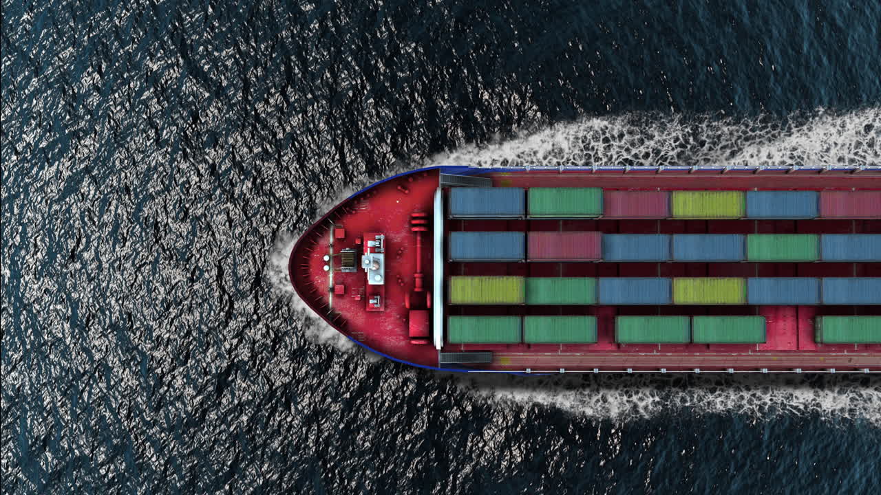 Aerial View of a Cargo Container Ship on the Ocean