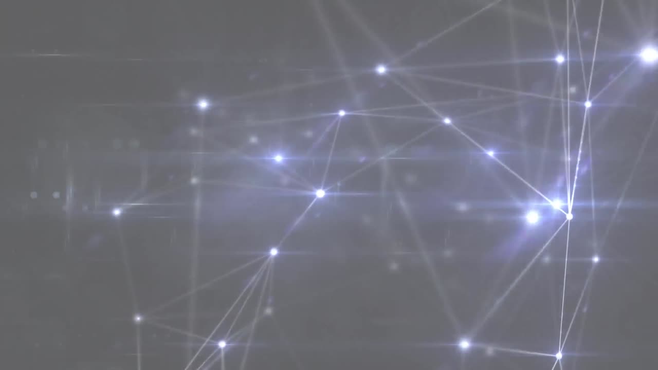 animación digital de una red brillante de conexiones contra un fondo gris