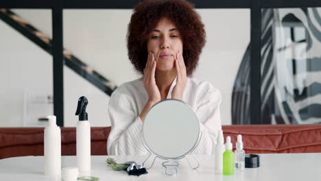 woman looking in the mirror