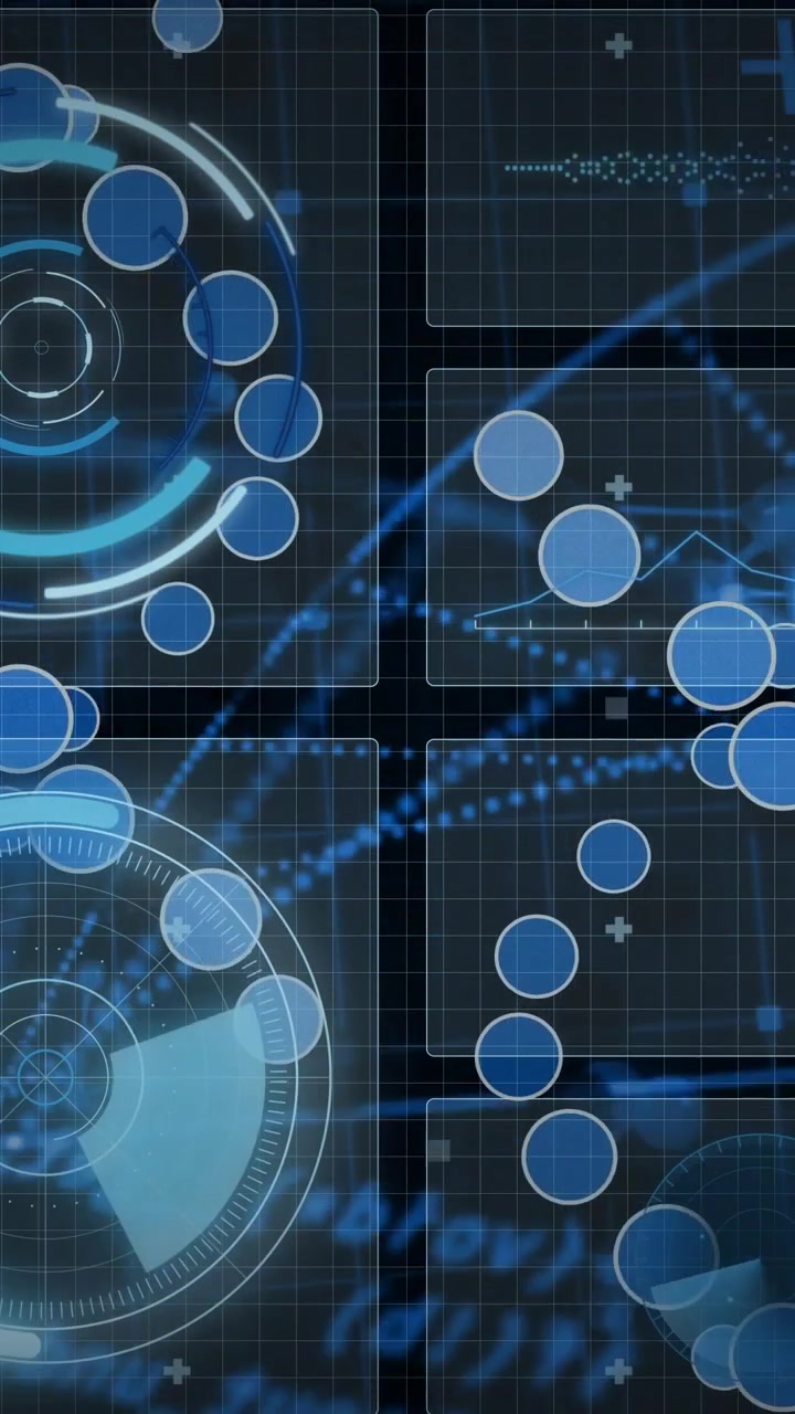 Vertical video: Gauge spin starting HUD rotating and pulsing nodes showing live data flow