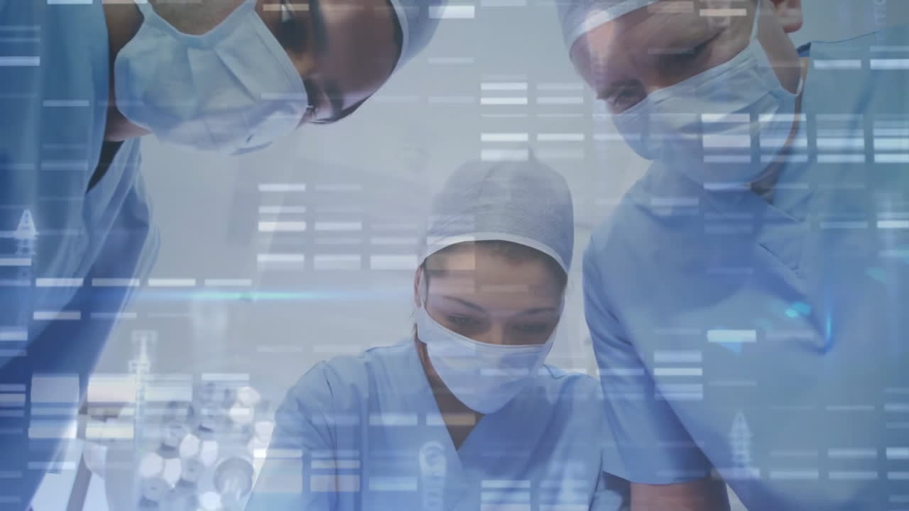 다양한 외과 의사들에 대한 데이터 처리의 애니메이션