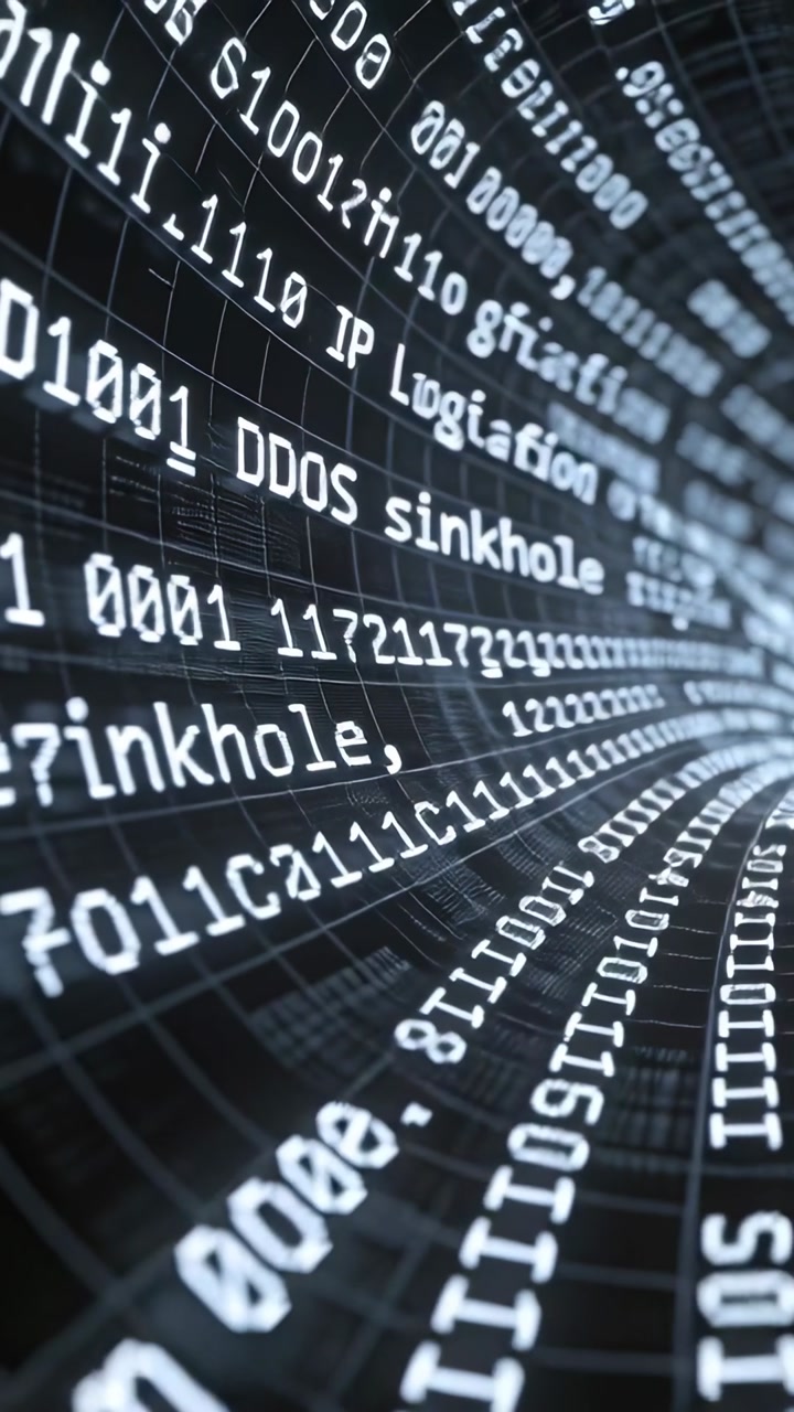 Digital Data and Binary Code Flowing Through a Cyber Tunnel