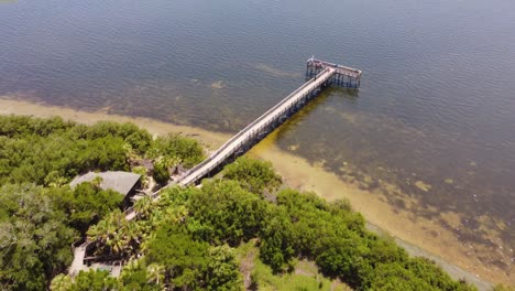 drone shot of a pier in florida