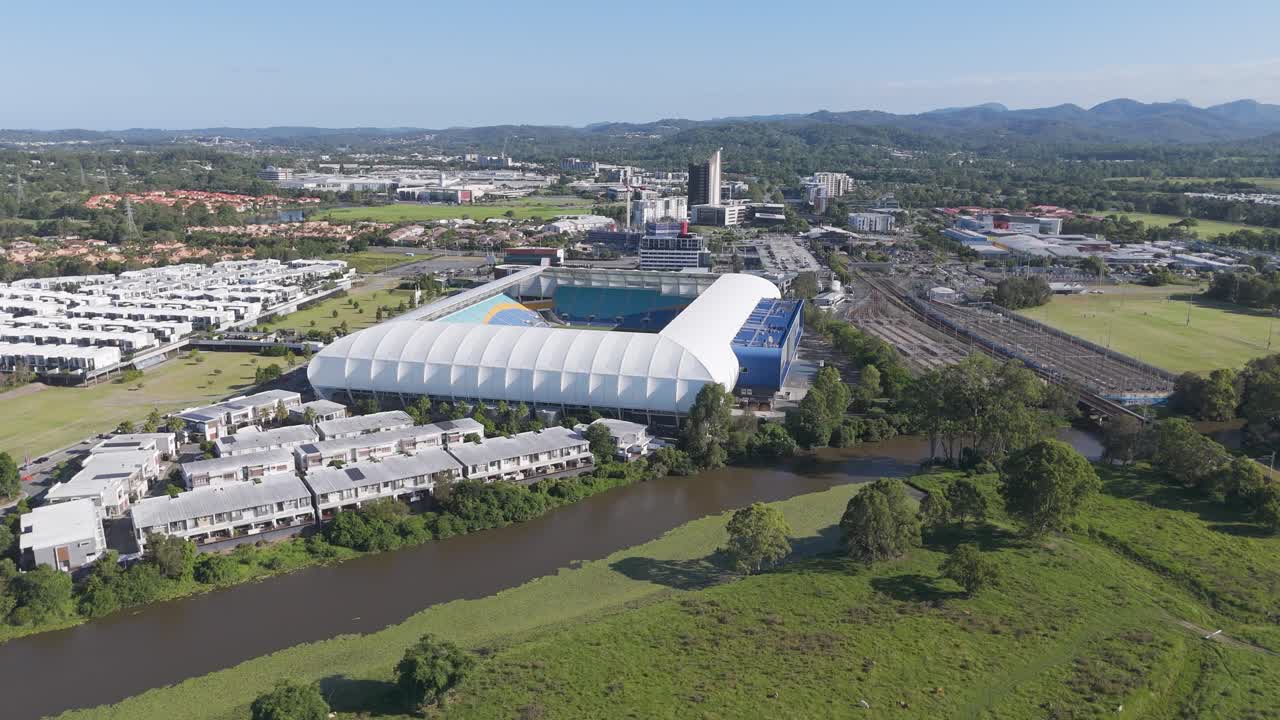경기장 및 주변 풍경의 항공 촬영