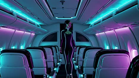 futuristic airplane passenger cabin