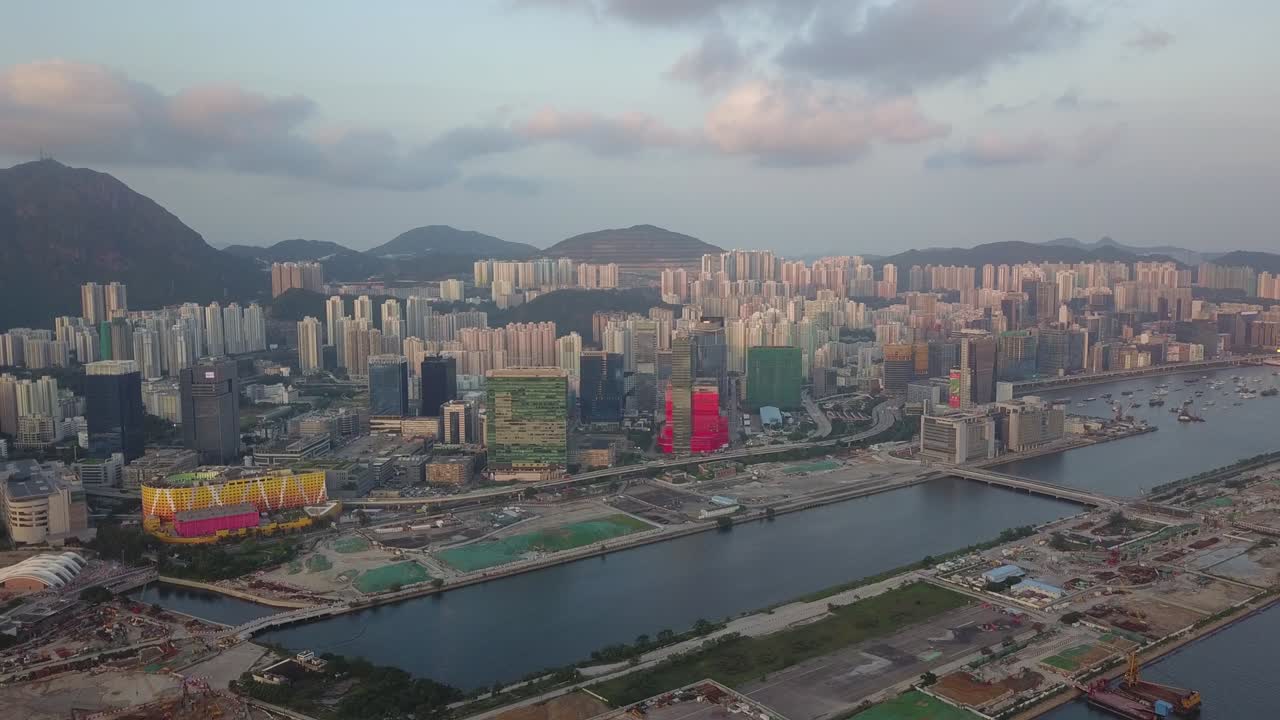 imagen aérea del distrito de kowloon en hong kong
