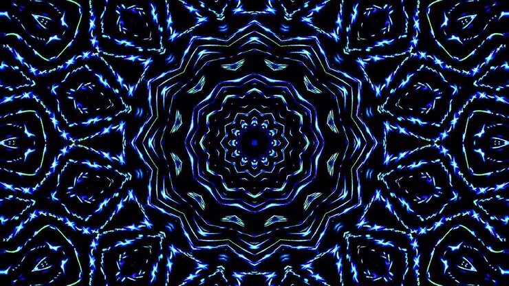 Abstract kaleidoscope shining beautiful smooth motion blue lines shining light arrangement