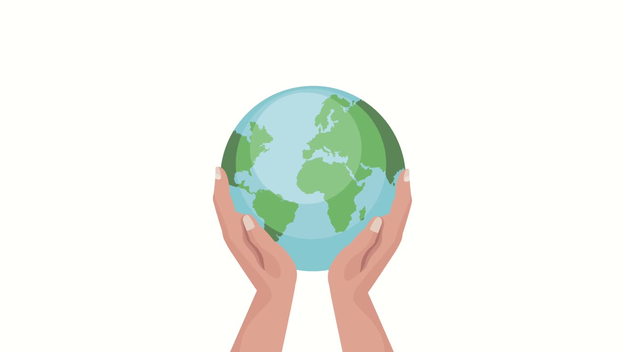 손을 들어 올리는 지구 행성 애니메이션