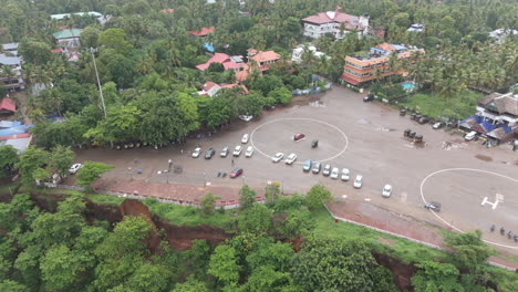 shoreline of varkala cliff beach, drone view of varkala beach from the top of the cliff also known as papanasham beach, thiruvananthapuram, kerala, india