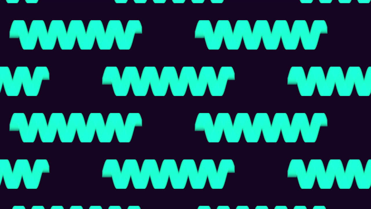 Repetitive yellow wave pattern formed by intricate circles in a zigzag layout on a black backdrop, creating a visually captivating and rhythmic design