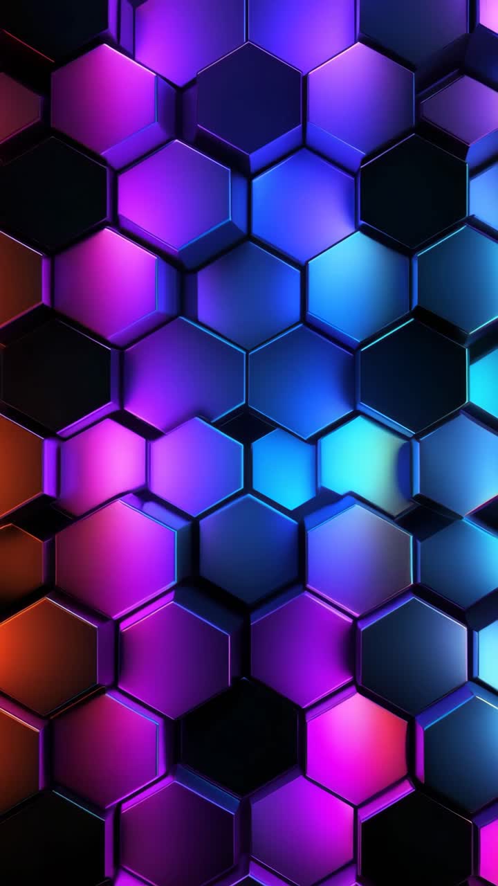 Vibrant hexagonal pattern with a futuristic vibe, captured from a top-down angle