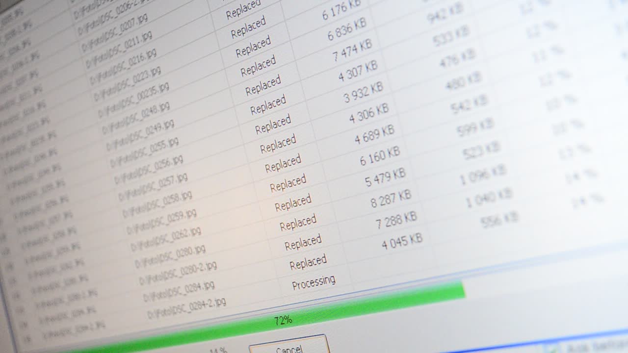 Coding of files. Process of coding of the file on a computer screen