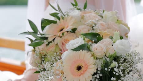 wedding flowers bouquete on the wedding day.