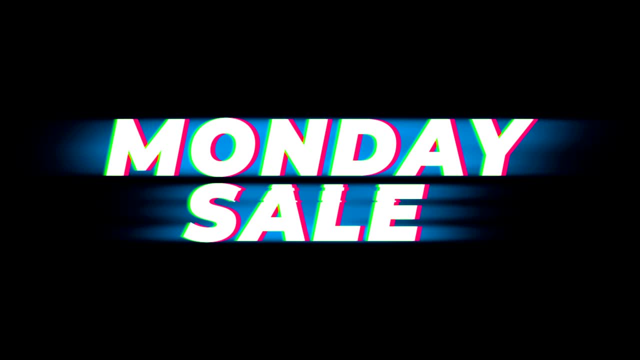 el lunes de venta de texto de vintage es una promoción de efecto glitch.