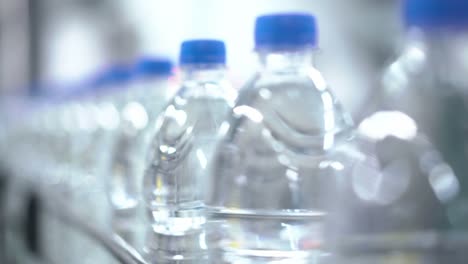 botellas de agua en una línea de producción