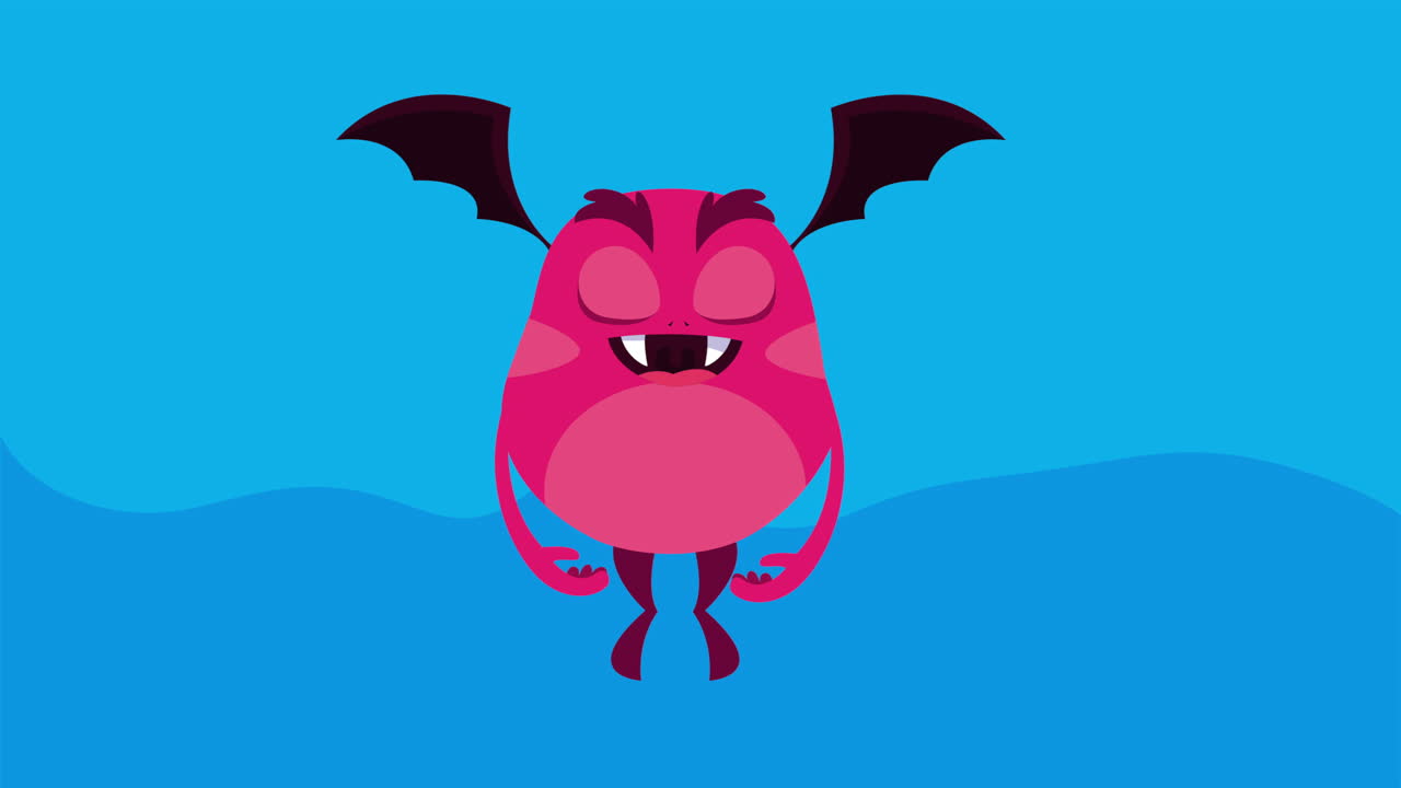 un monstruo rosado con alas de murciélago