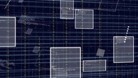 Animation-of-data-processing-over-light-trails-on-black-background