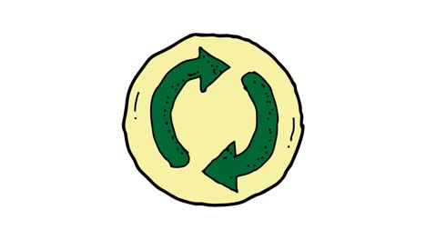 hand drawn white background animation of recycling symbol