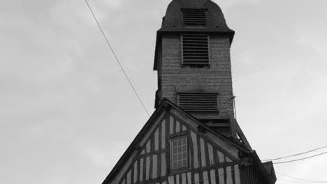 bell tower of the church of saint catherine in honfleur, france - tilt down