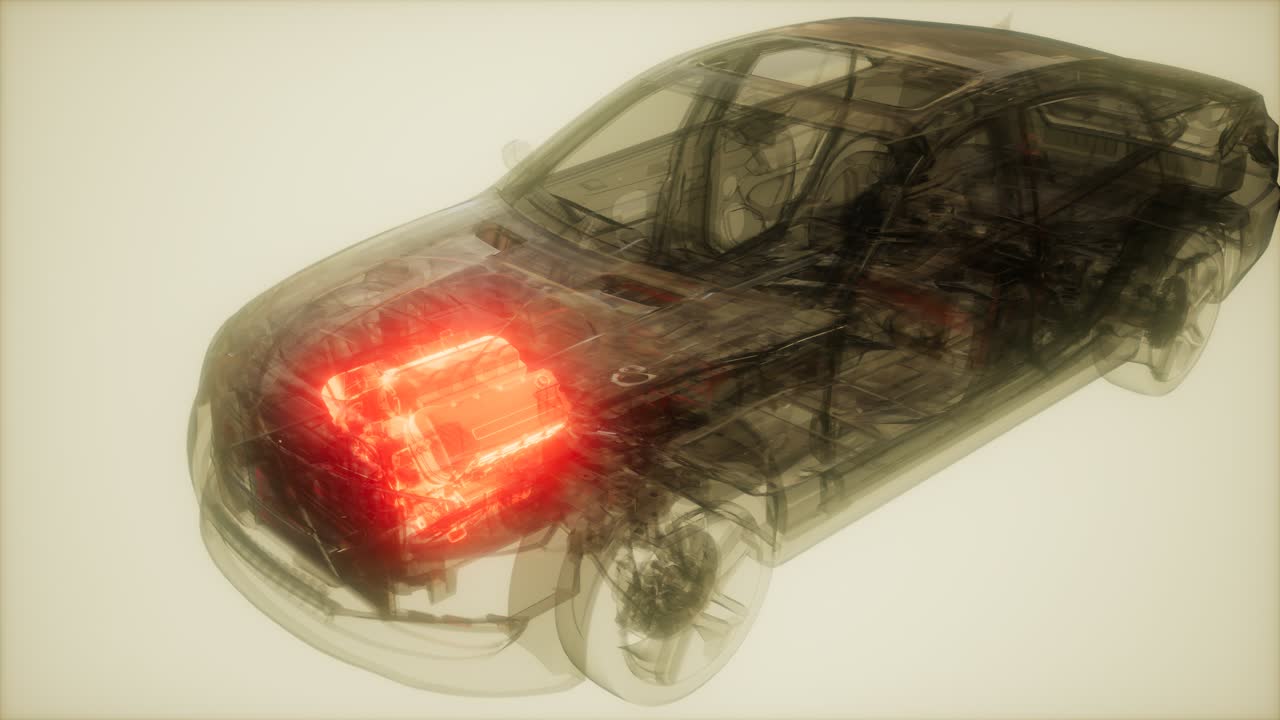 자동차 엔진이 자동차에서 보입니다.