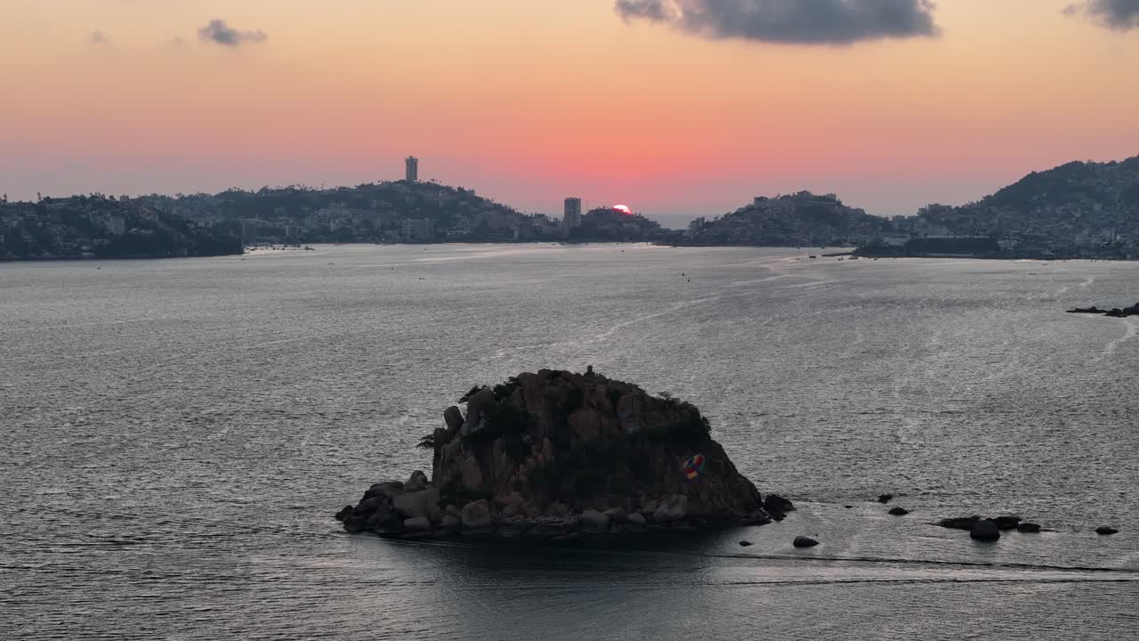 Shot of last moments of the day in acapulco mexico