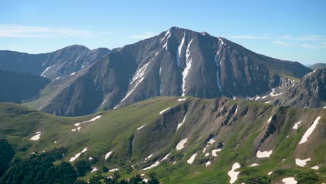 Torreys-Peak-in-Colorado-with-snow-on-the-Continental-Divide-viewed-from-Grizzly-Peak,-static