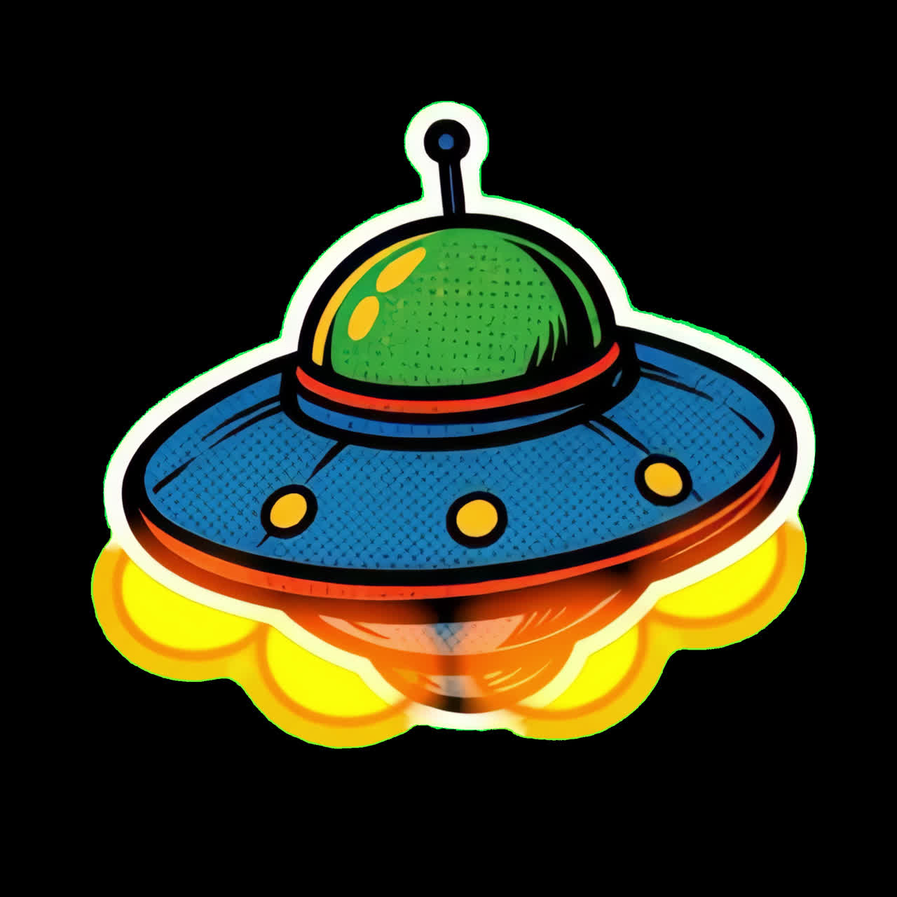 Illustrazione di un UFO in stile cartone animato
